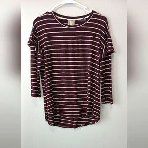 Dolan women's Large purple striped top peplum sleeves